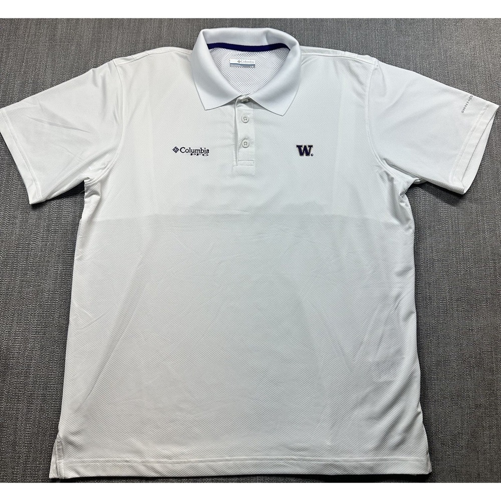 Columbia PFG Omni Shade Shirt Men's Large White UW Huskies  W Short Sleeve